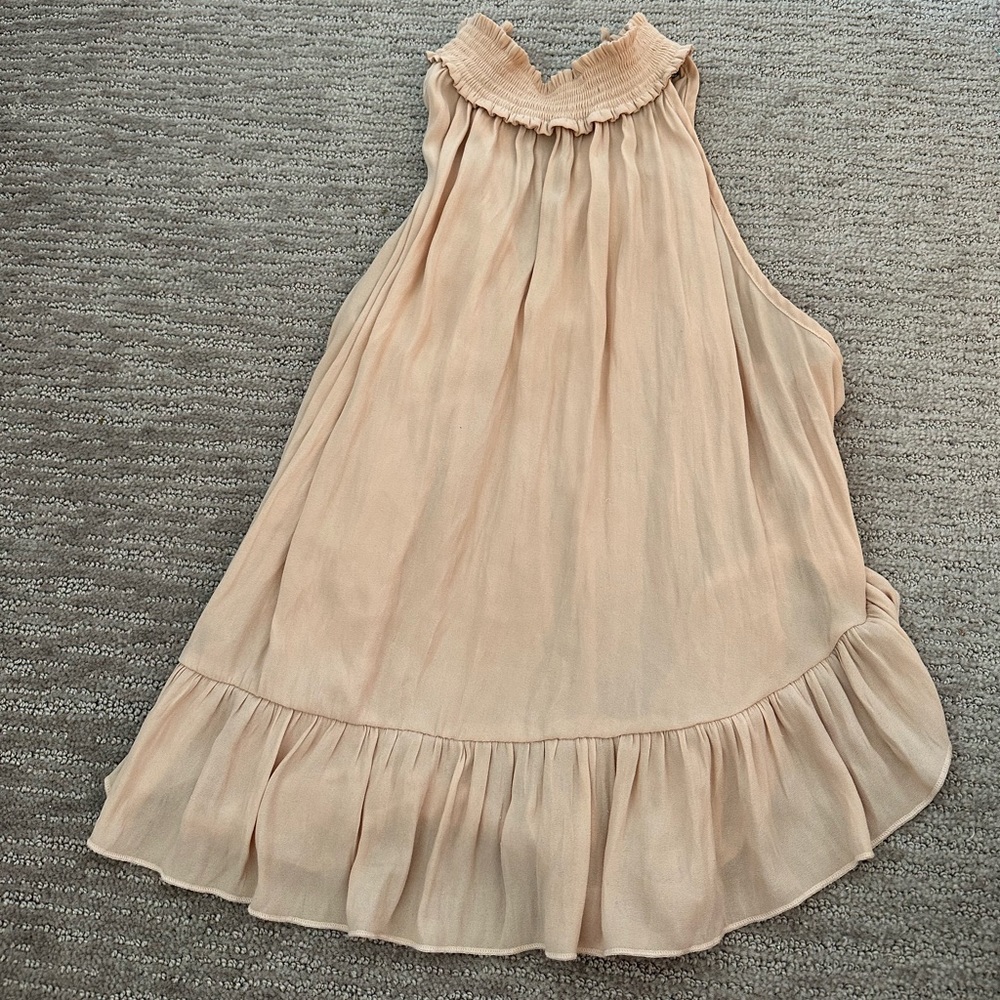 super cute open back peach high neck tank